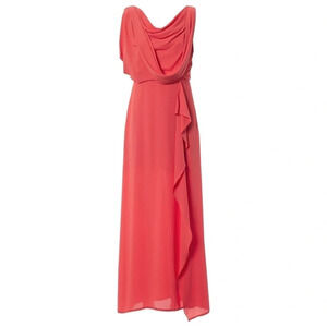BcbgMaxazria peach long dress with slit and open back size 2
